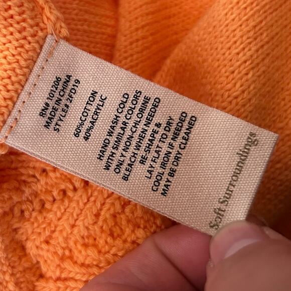 Soft Surroundings Scalloped V Neck Cotton Blend Short Sleeve Sweater Shirt Small - Picture 5 of 5